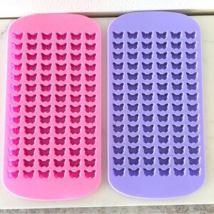 Set of 2 Silicone Ice Cube Gummy Snack Butterfly Trays 84 Slots each. 168 total.